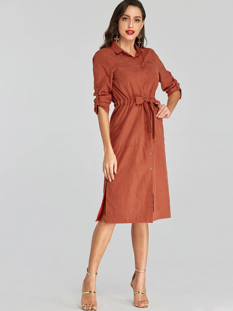 Ladies Rust Midi Dresses