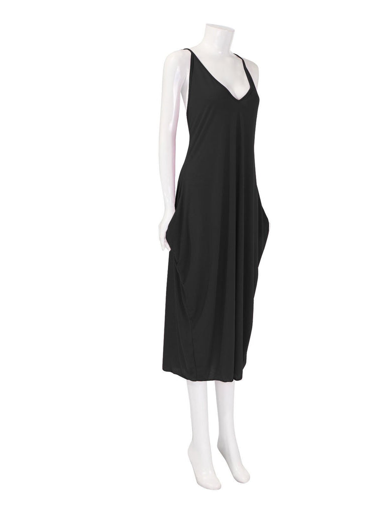 Ladies Black V-Neck Dresses