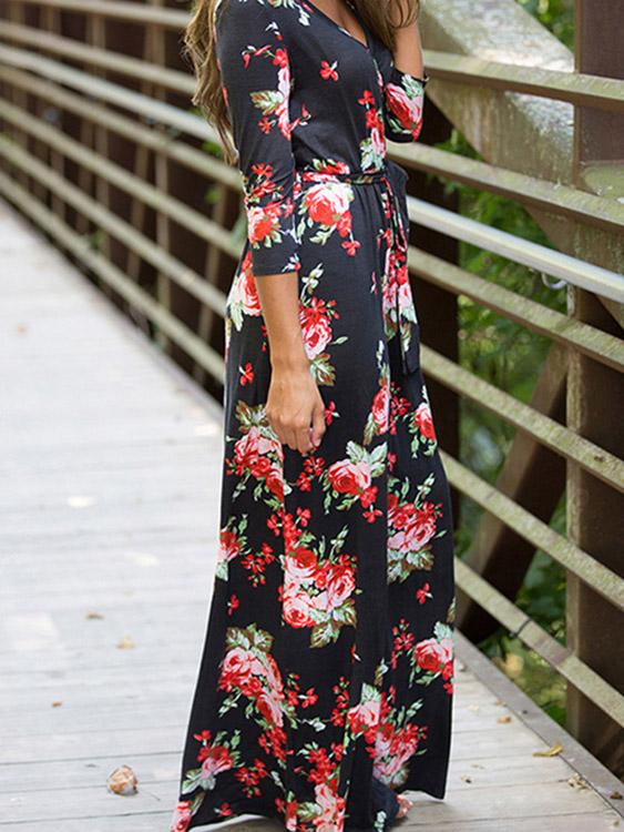 Ladies 3/4 Sleeve Maxi Dress