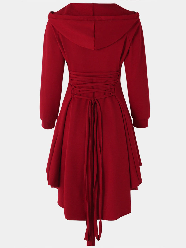 Ladies Burgundy V-Neck Dresses