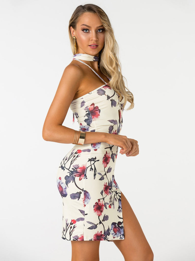 Ladies White Floral Dresses