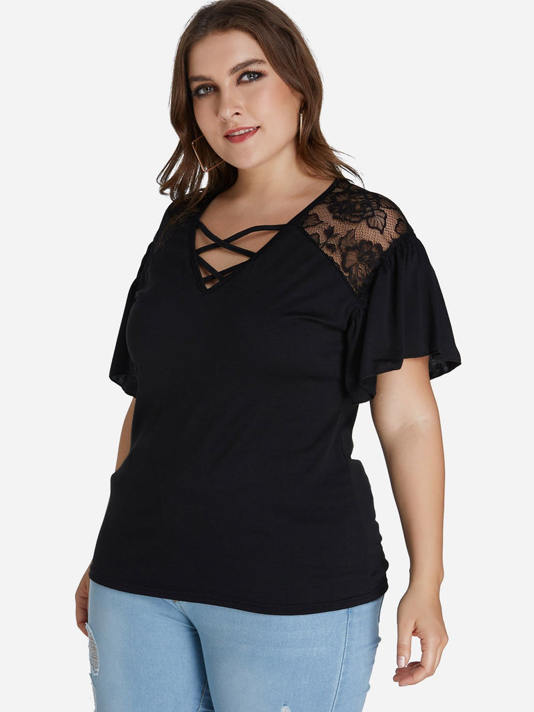 Ladies Black Plus Size Tops