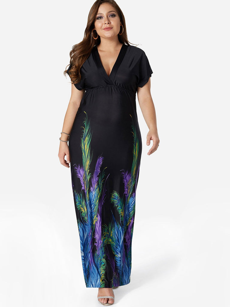 Ladies Short Sleeve Plus Size Maxi Dress