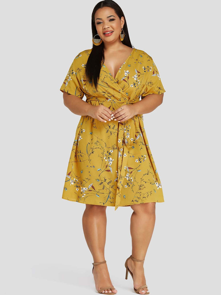 Womens Yellow Plus Size Dresses