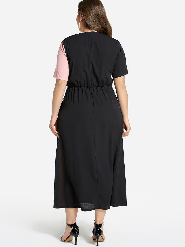 Womens Color Block Plus Size Dresses