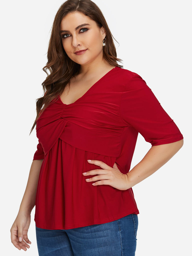 Ladies Red Plus Size Tops