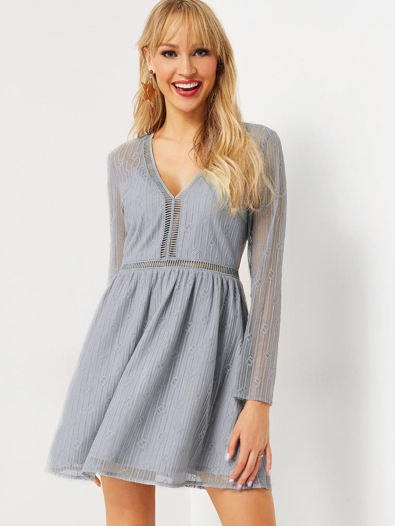 Ladies Grey V-Neck Dresses