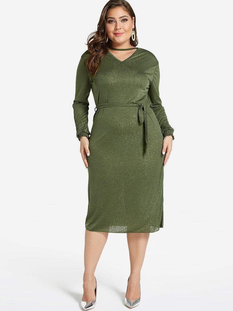 Ladies Long Sleeve Plus Size Dress