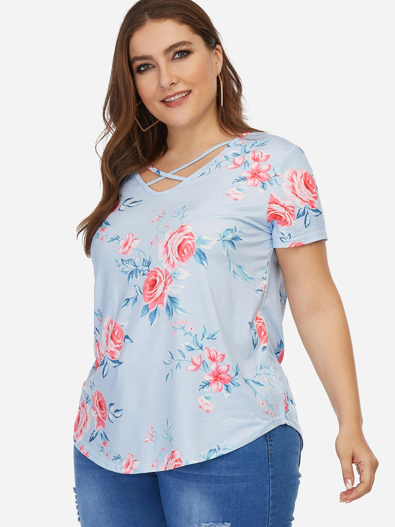 Ladies Sky Blue Plus Size Tops