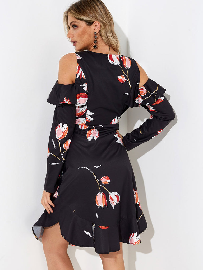 Womens Black Floral Dresses