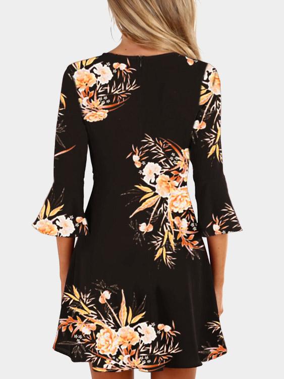 Womens Black Floral Dresses