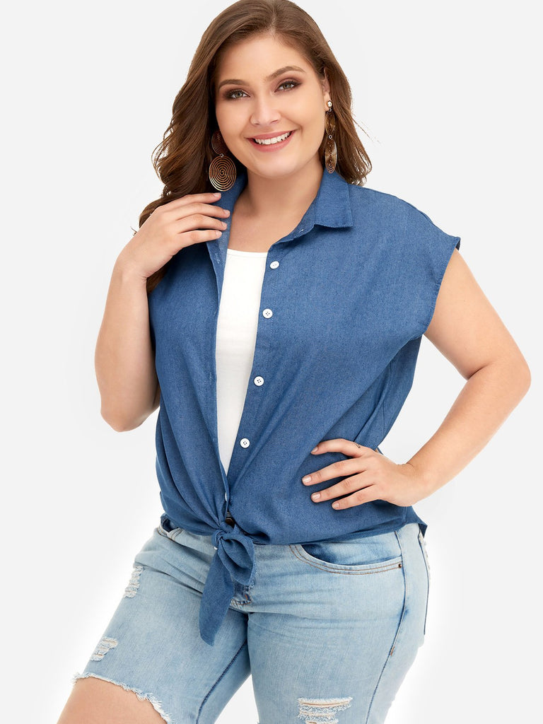 Ladies Blue Plus Size Tops