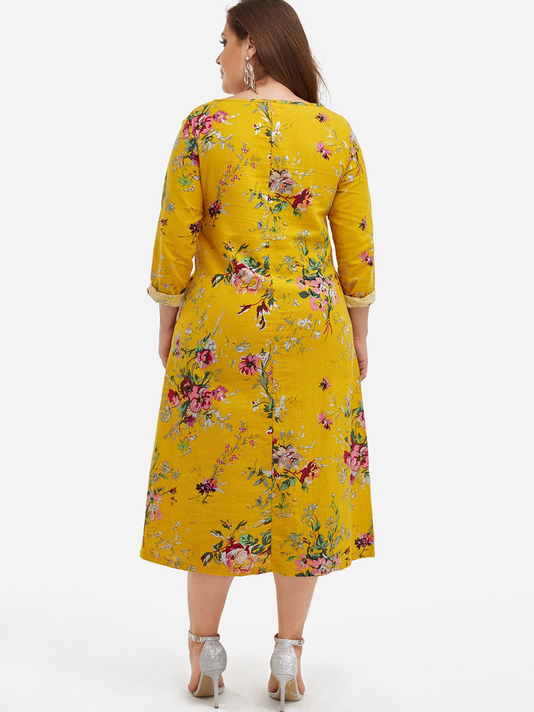 Womens Yellow Plus Size Dresses