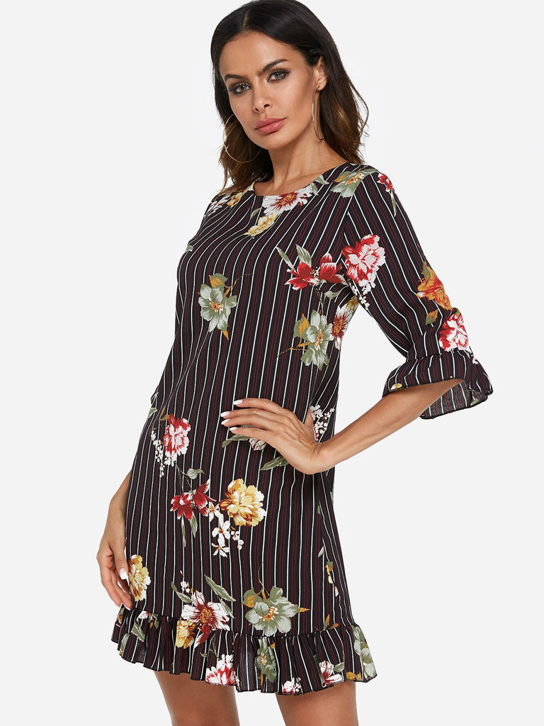 Ladies Black Floral Dresses