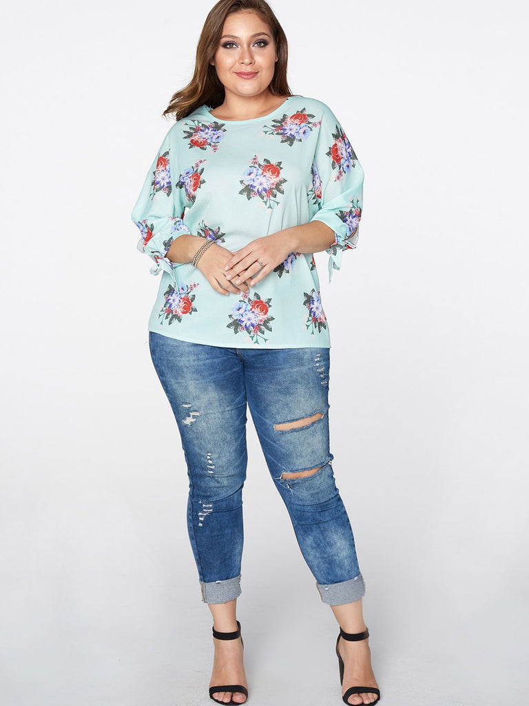 Womens 3/4 Sleeve Plus Size Tops