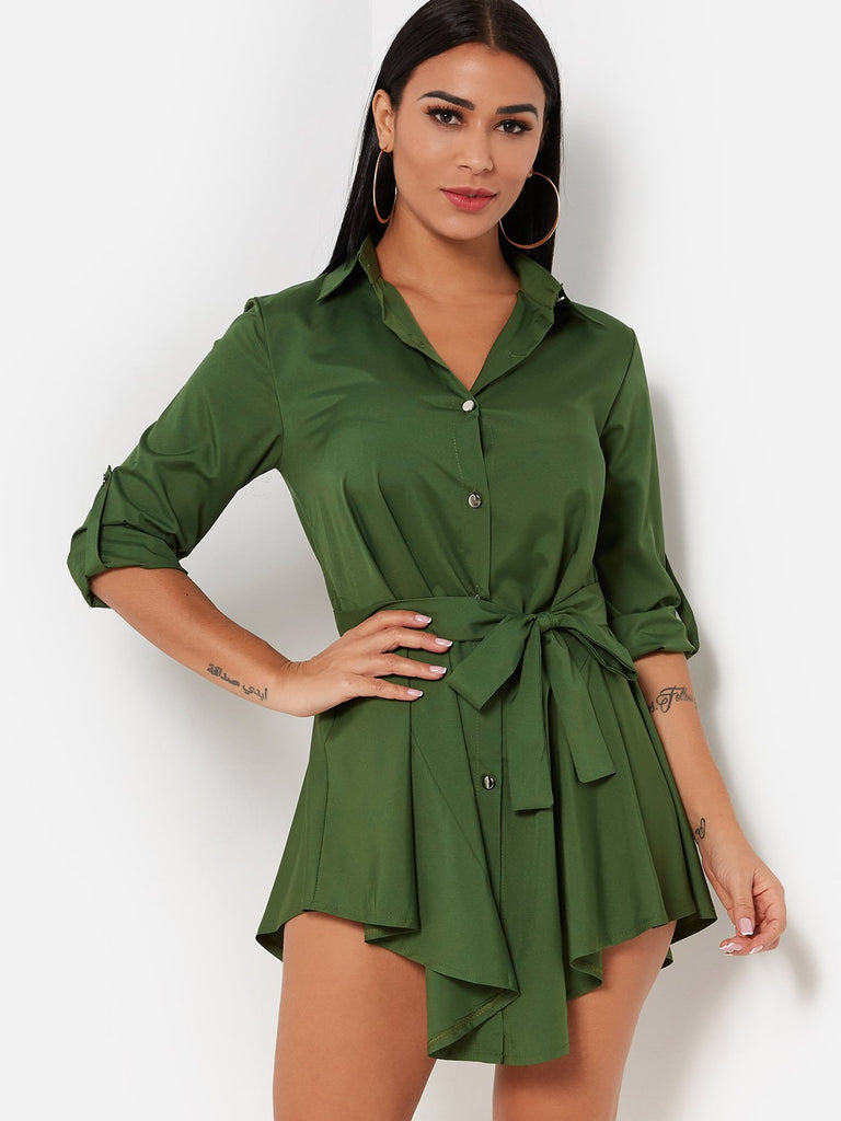 Ladies Army Green Casual Dresses