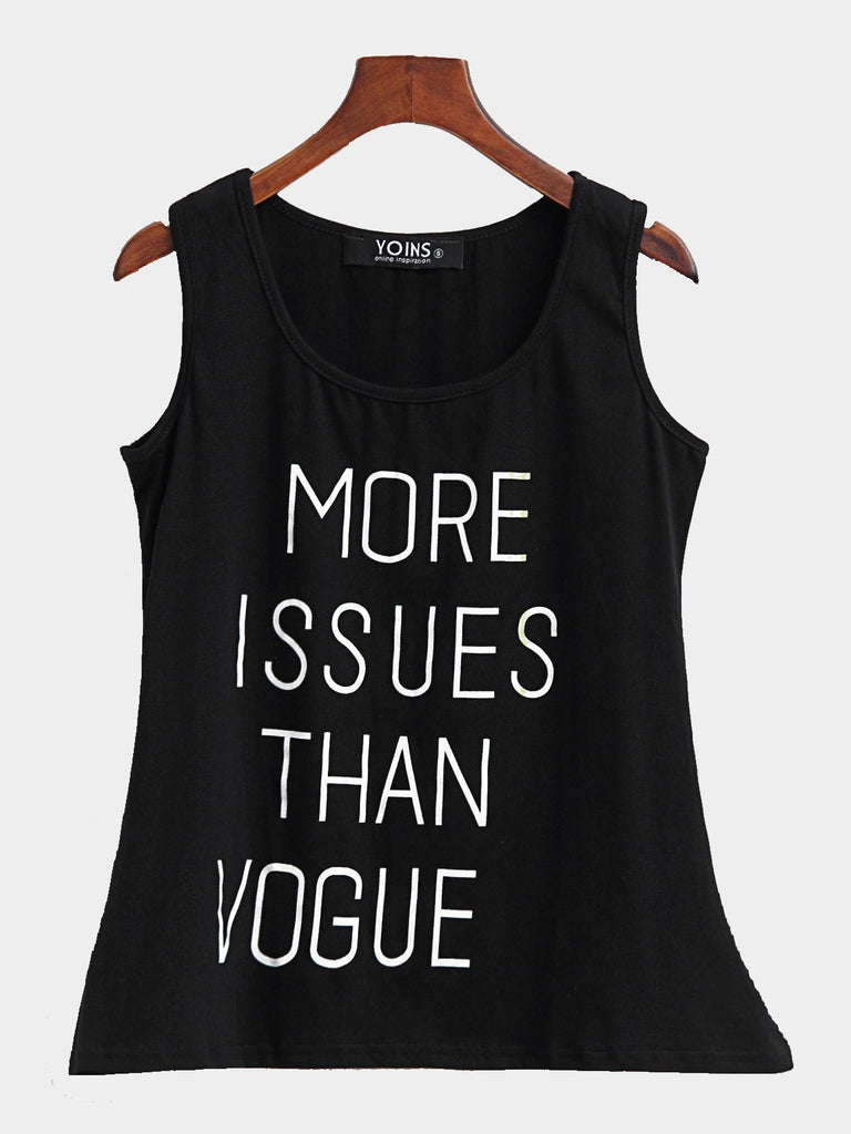 Round Neck Sleeveless Black Tank Tops