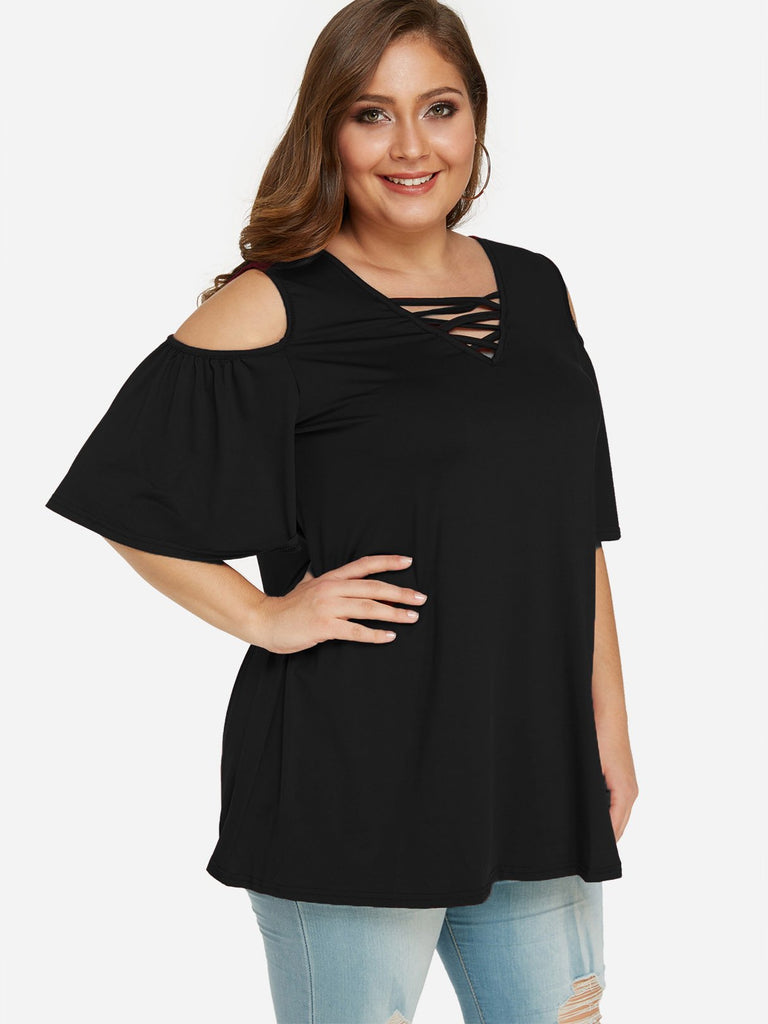 Ladies Black Plus Size Tops