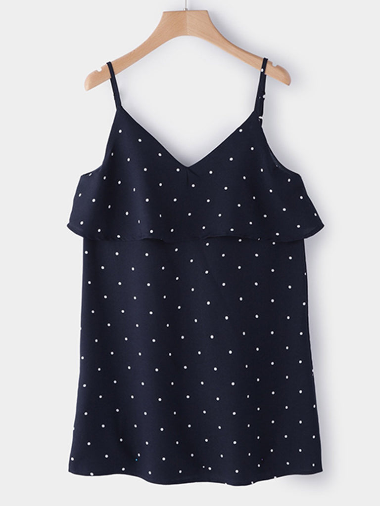 V-Neck Backless Spaghetti Strap Sleeveless Navy Mini Dress