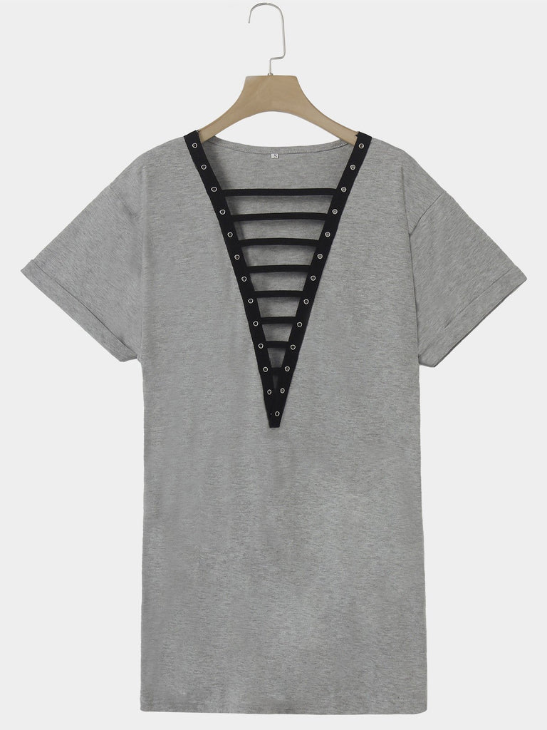 Womens Grey V-Neck Dresses