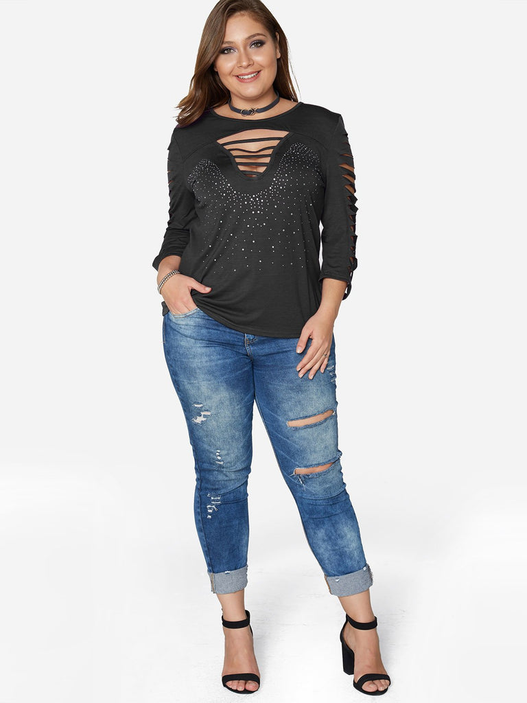 Ladies 3/4 Sleeve Plus Size Tops