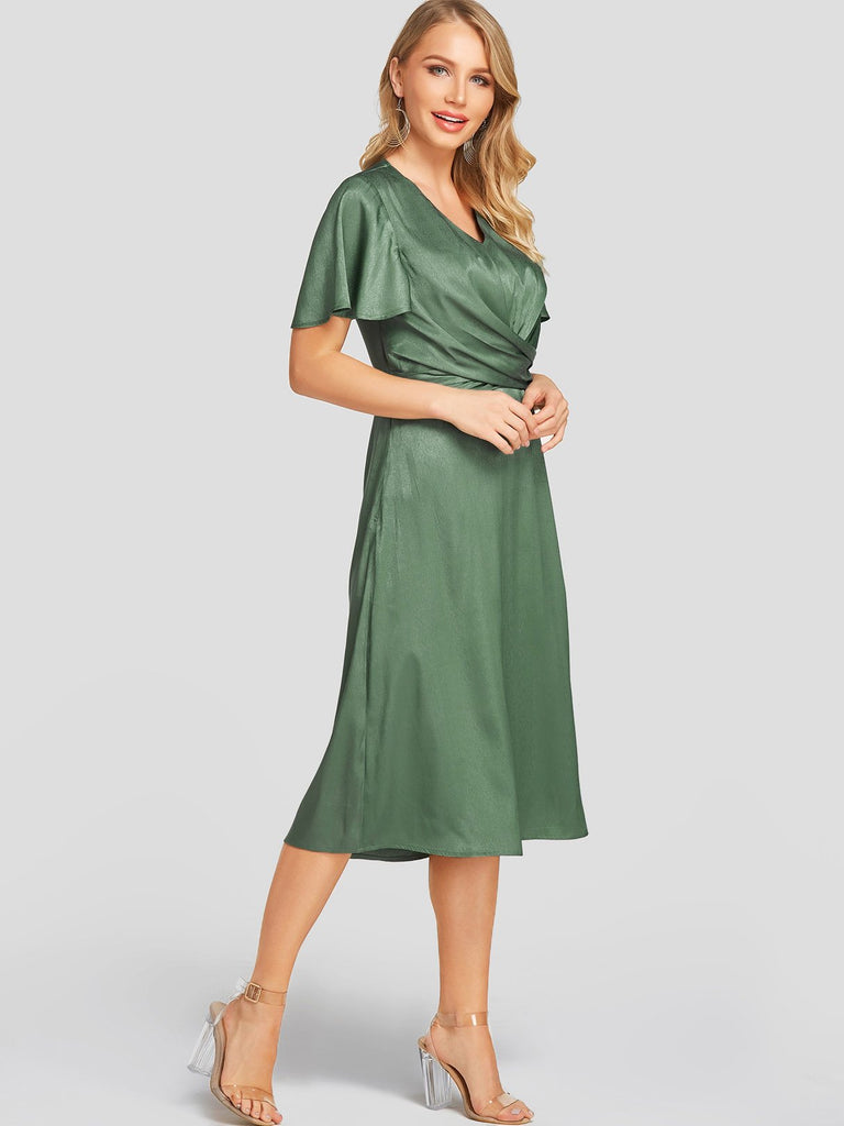 Womens Green V-Neck Dresses