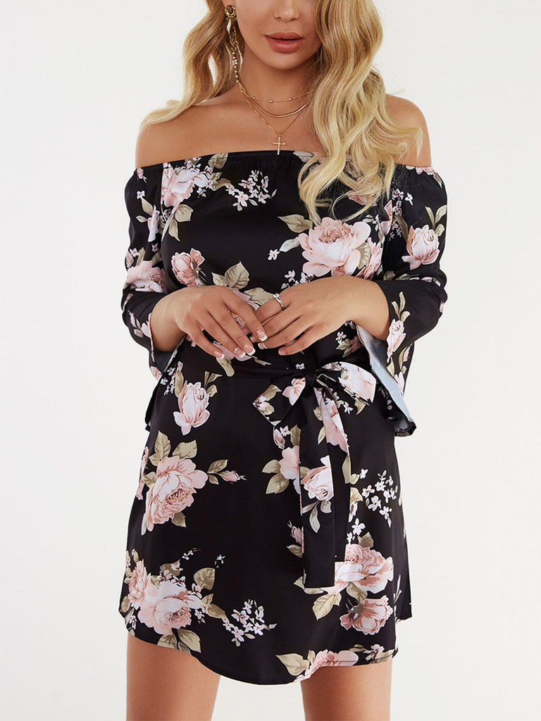 Ladies Black Floral Dresses