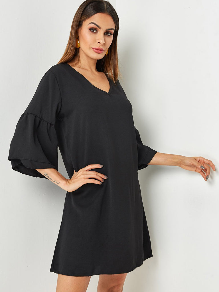 Ladies Black V-Neck Dresses