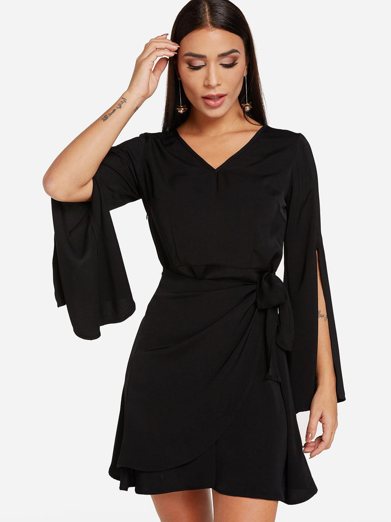 Ladies Black V-Neck Dresses