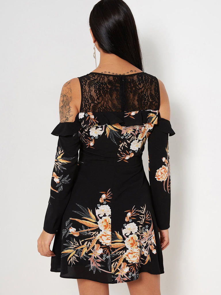 Womens Black Floral Dresses