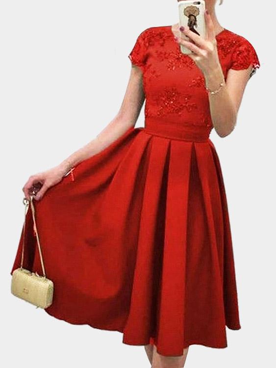 Womens Red V-Neck Dresses