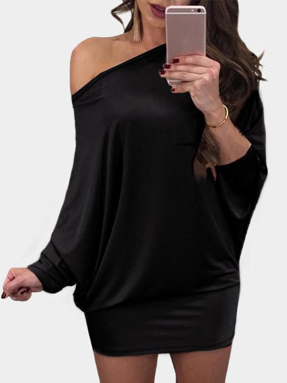 Black One Shoulder Bodycon Hem Mini Dress