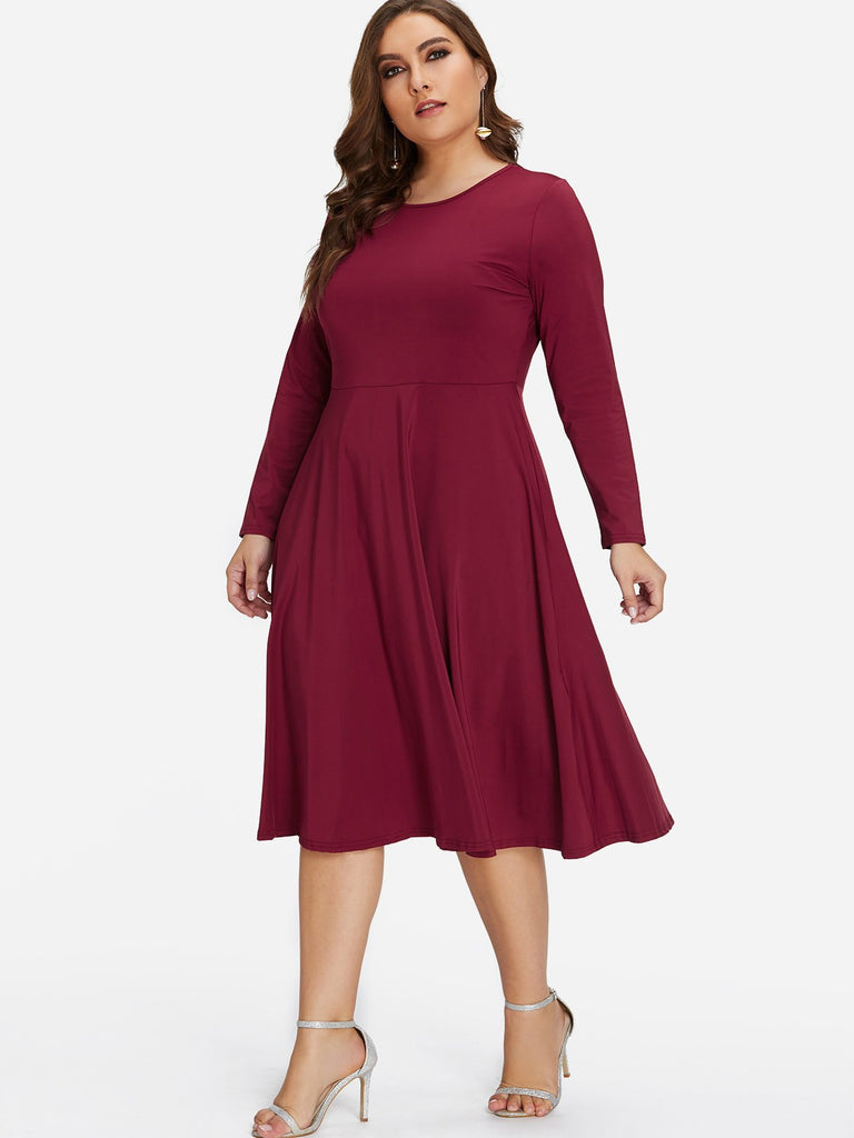 Ladies Burgundy Plus Size Dresses