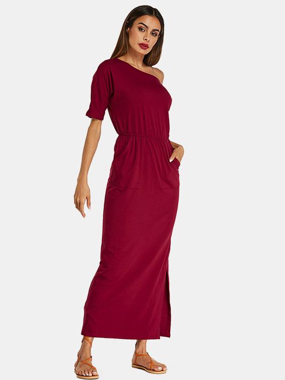 Ladies Burgundy Casual Dresses