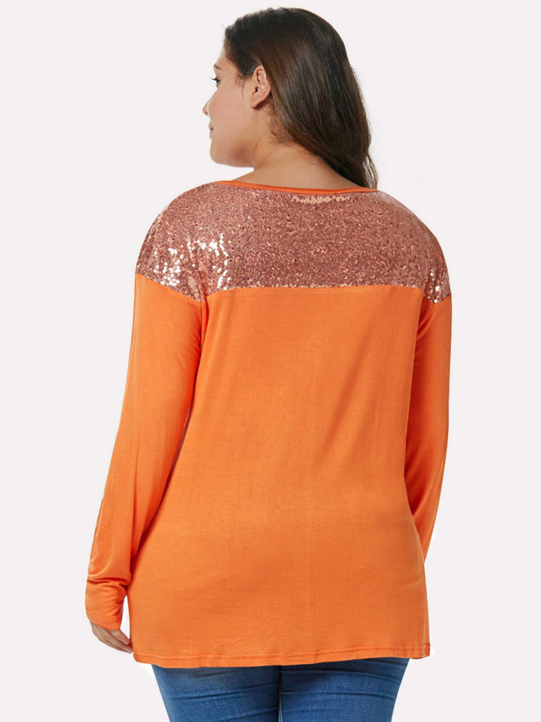 Womens Orange Plus Size Tops