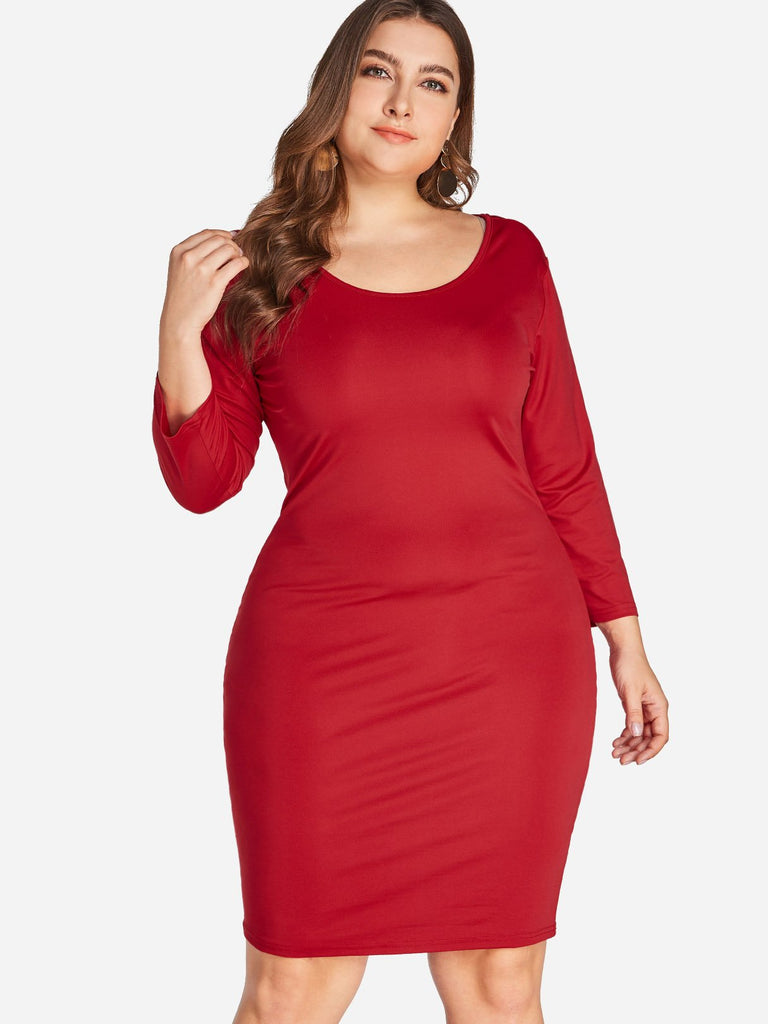 Womens 3/4 Sleeve Plus Size Dress