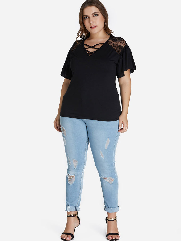 Womens Short Sleeve Plus Size Tops