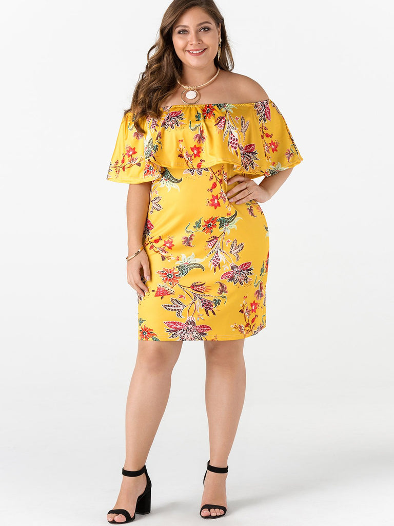 Womens Half Sleeve Plus Size Dress