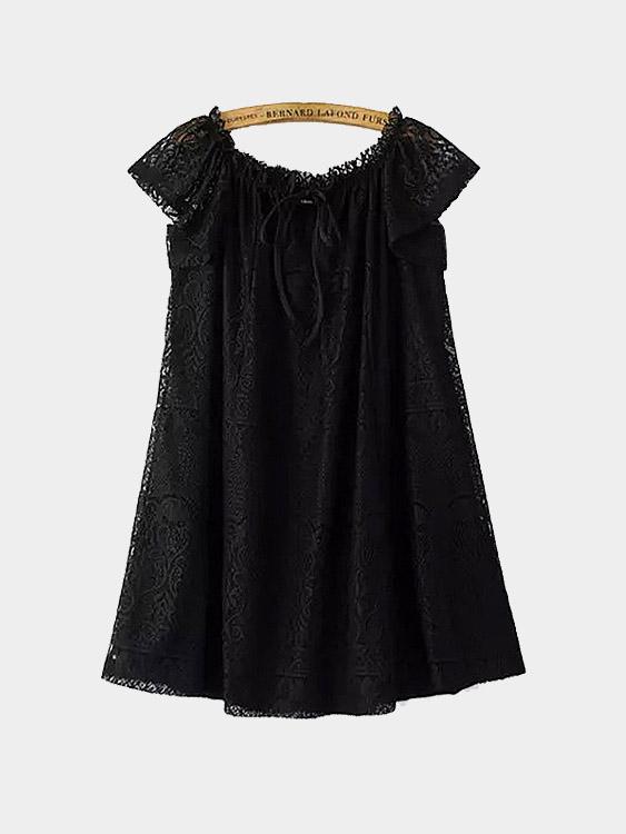 Black Off The Shoulder Lace Mini Dress