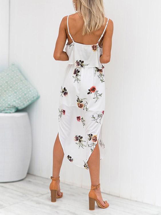 Ladies White Floral Dresses