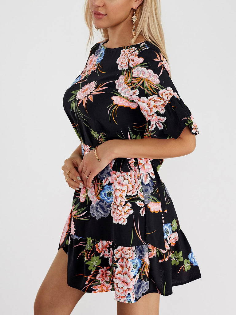 Ladies Black Floral Dresses