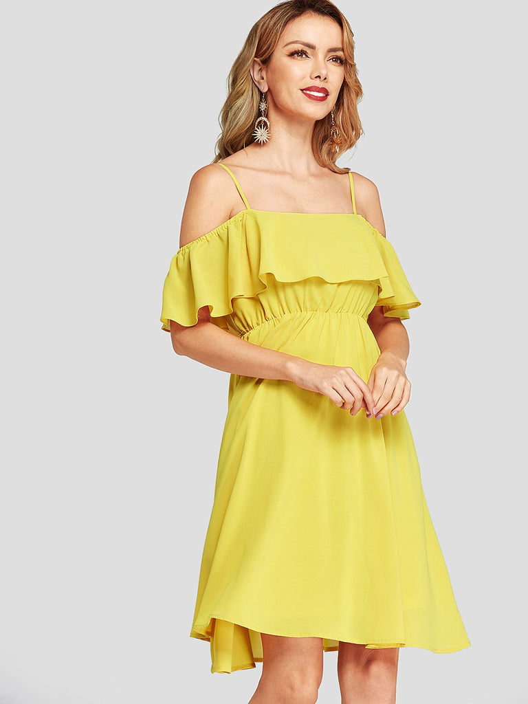 Ladies Yellow Casual Dresses