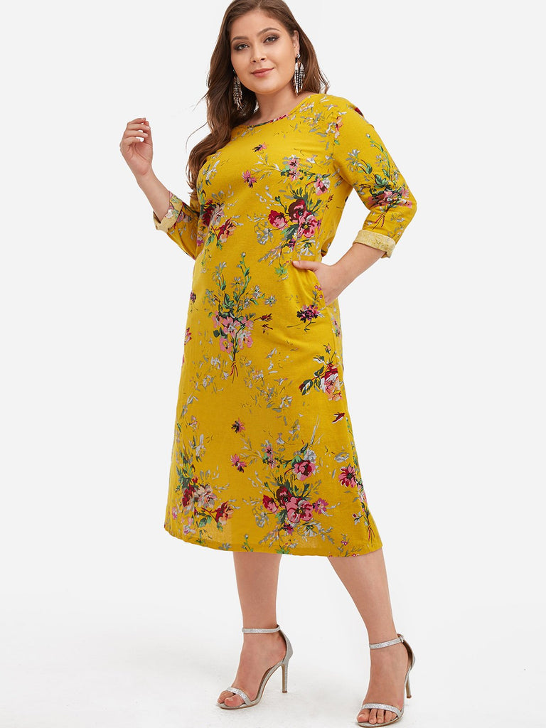 Ladies Yellow Plus Size Dresses