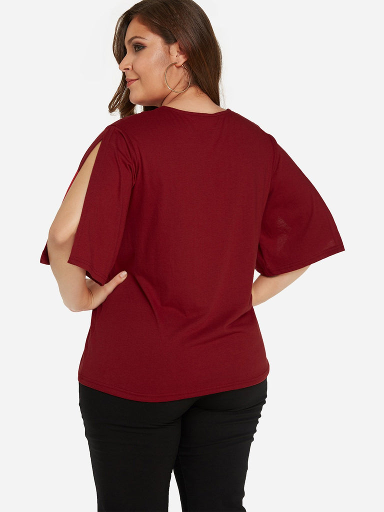 Womens Burgundy Plus Size Tops