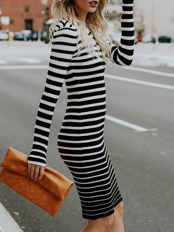 Ladies Long Sleeve Midi Dress