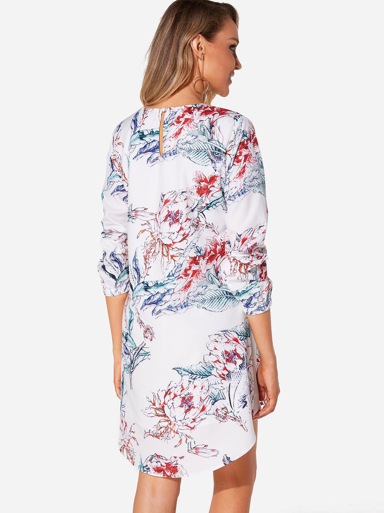 Womens White Floral Dresses