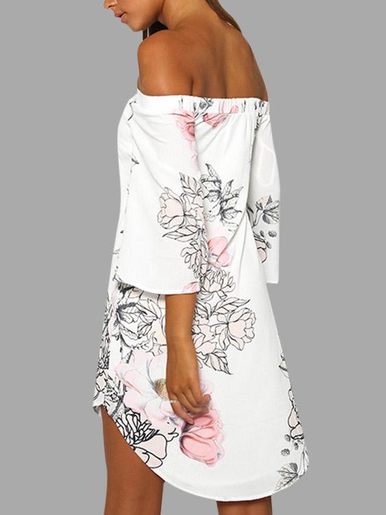 Womens White Floral Dresses