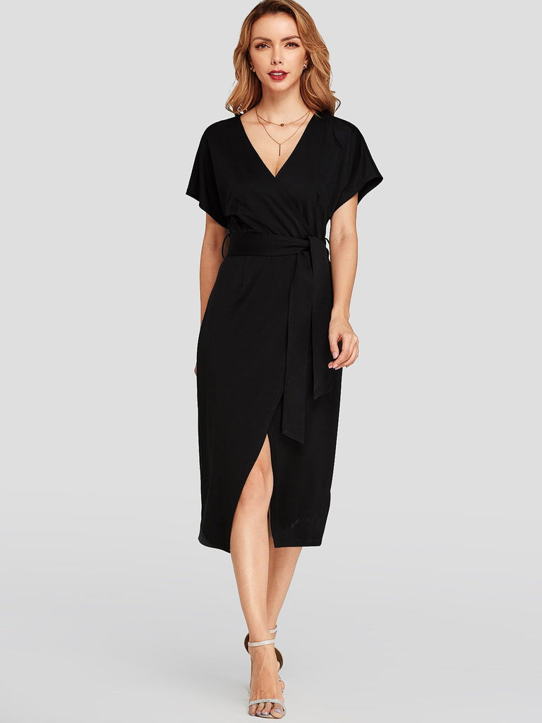 Womens Black V-Neck Dresses