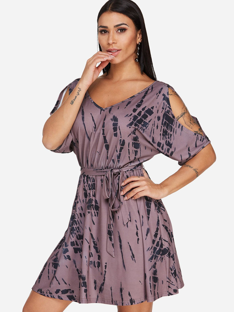 Ladies Coffee V-Neck Dresses