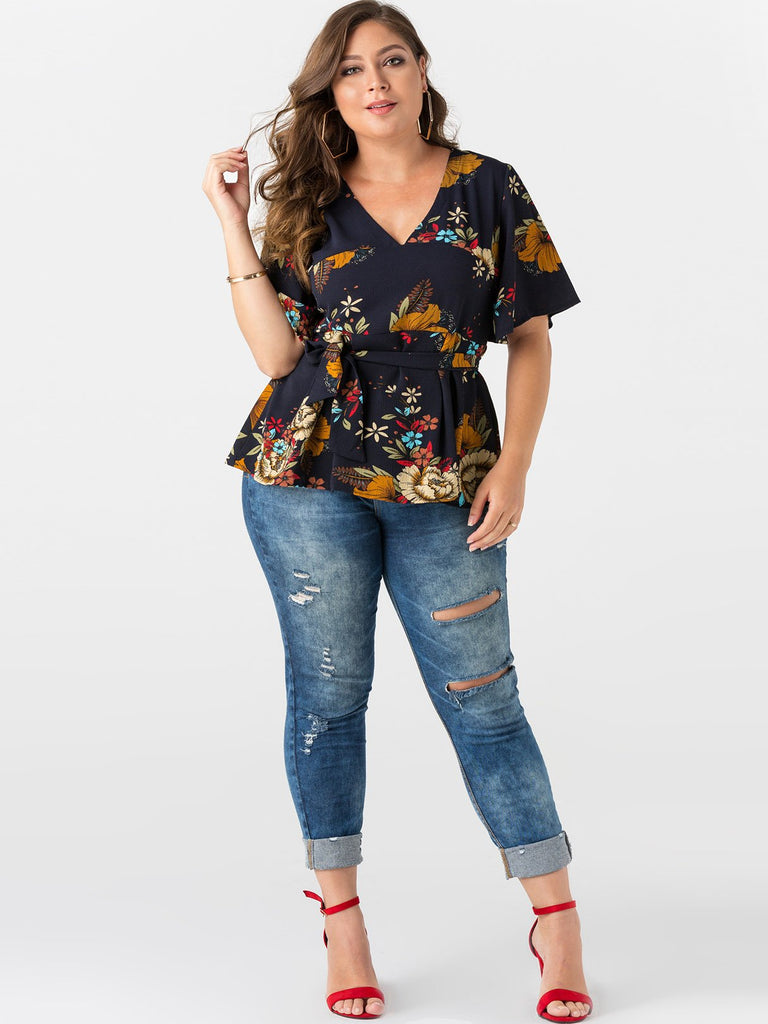 Womens Half Sleeve Plus Size Tops